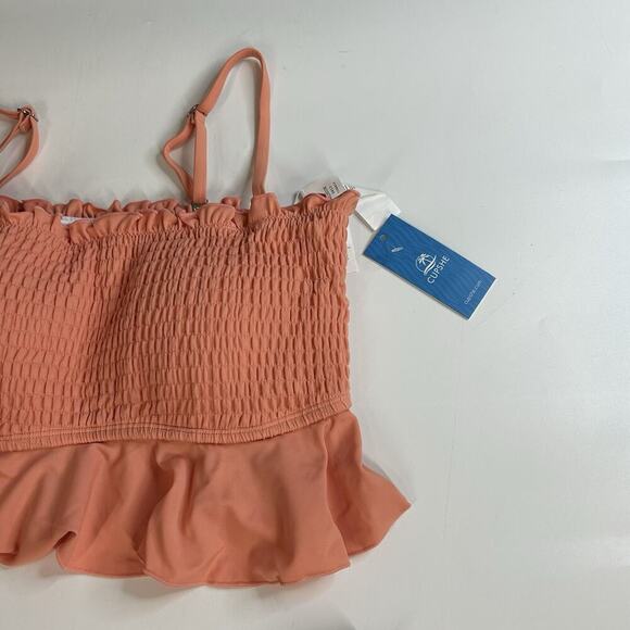 Cupshe High Waist Swimsuit Womens Large Peplum Coral Tankini Striped Modest - Picture 2 of 7